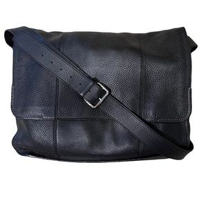 Cole Haan Black Pebble Leather Shoulder Messenger/Laptop Bag
